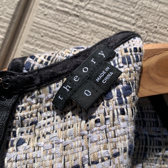 Theory Waldia Alluring Tweed Satin Panel Sheath Dress - Picture 11 of 13